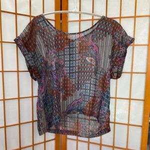 Artsy bohemian hippy short sleeve blouse